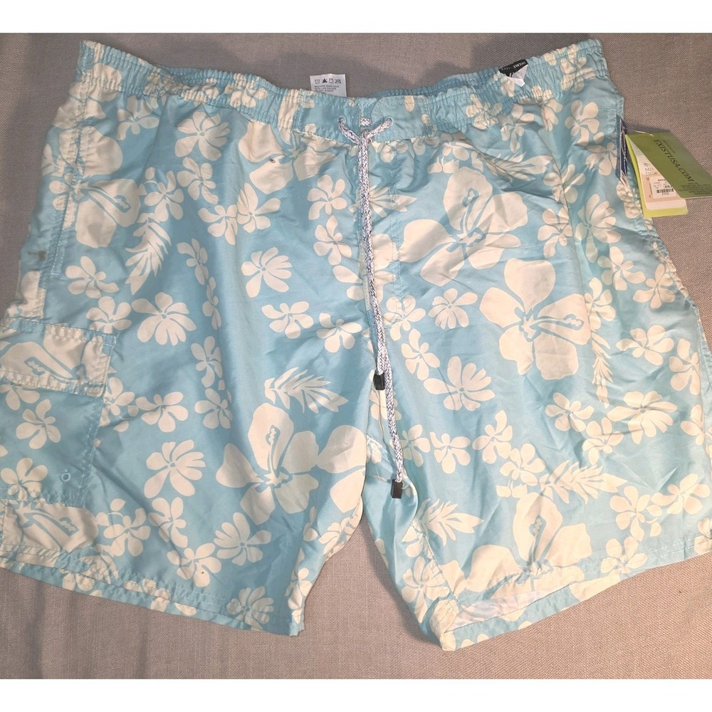 Exist Men's Swim Trunks Board Shorts Size XXL Cargo Drawstring Floral Pattern
